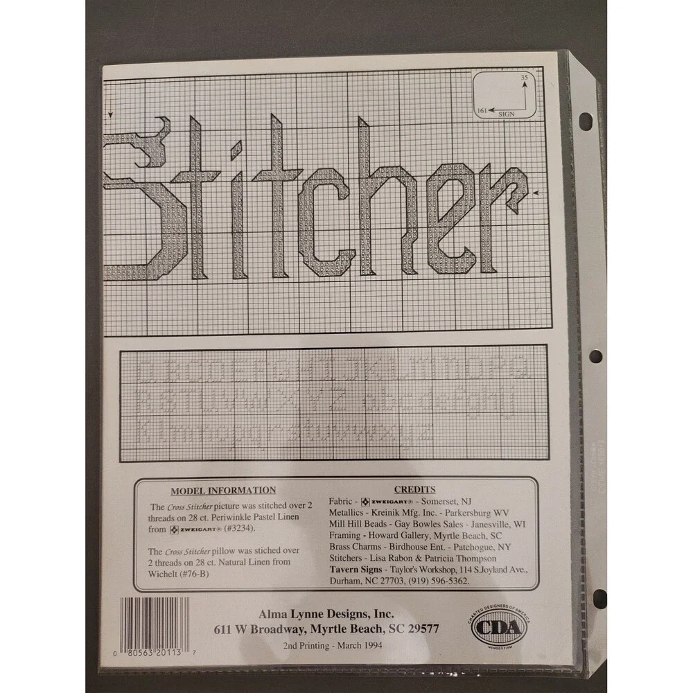 Alma Lynne Cross Stitcher Pattern Leaflet ALX-113 Vintage 1993 Country Sewing